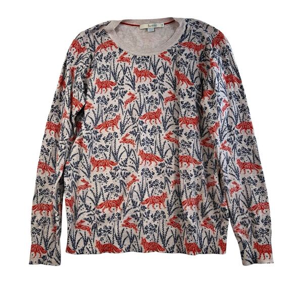 Boden M Medium Sweater Crew Neck Cotton Fox Bunny Forrest Long Sleeve Knit Woods - Picture 1 of 10